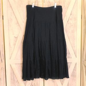 Chaps Navy Peasant Tiered Skirt Large